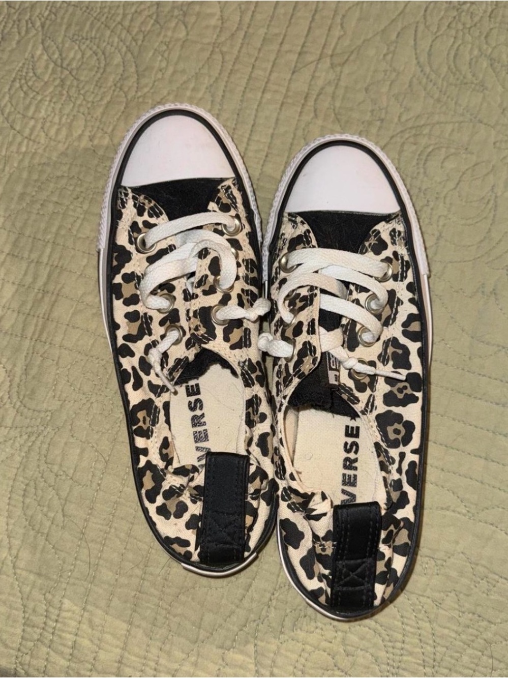 Converse Kids Leopard-Print Low-Top Sneakers - Black & Cream